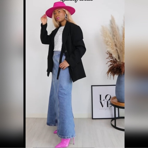 Zara Blue Denim Jeans Jean Maxi Skirt - Picture 8 of 13